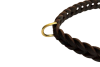 Fettleder Halsband, geflochten, 18mm breit, dunkelbraun - geflochtenes Fettleder-Hunde-Halsband