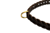 geflochtenes Fettleder-Hunde-Halsband Messing-Öse