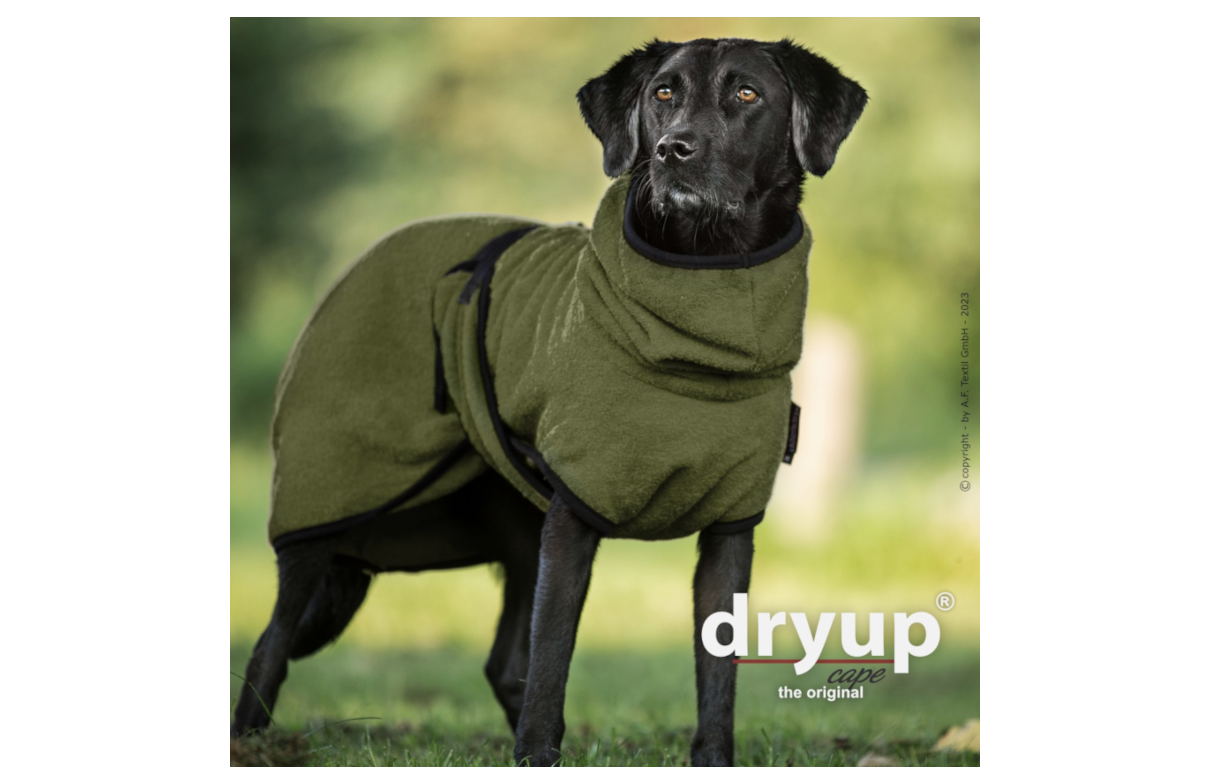 DRYUP Cape -Hundebademantel - moos - NEUE FARBE - dryup-Bademante-moos