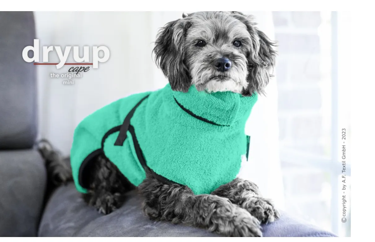 DRYUP Cape - MINI - Hundebademantel - mint - DRYUP-Bademantel-MINI-mint-liegend