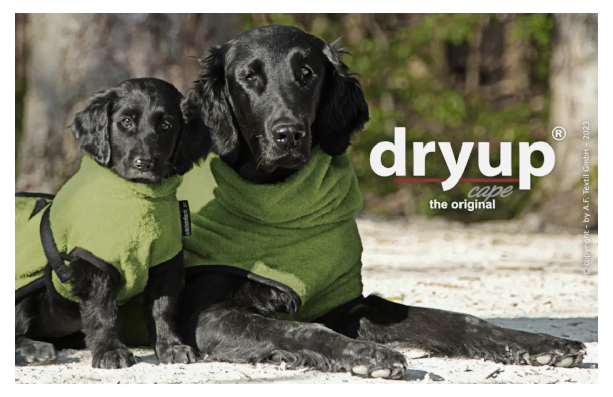 DRYUP Cape -Hundebademantel - moos - NEUE FARBE - DRYUP-Bademantel_moos-Mutter-und-kind