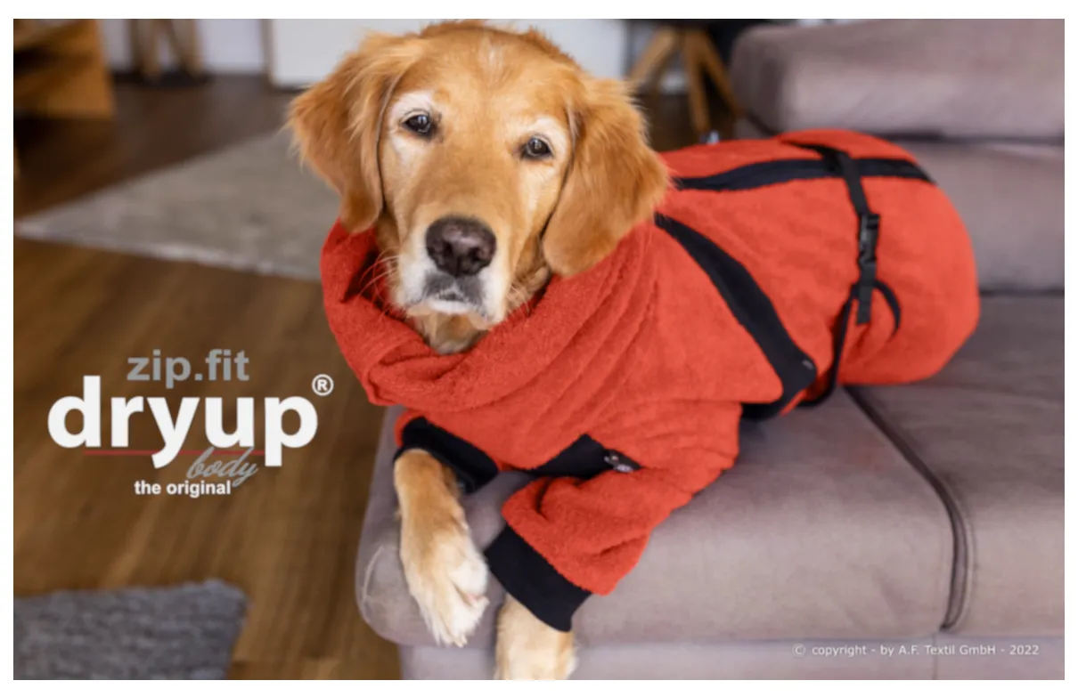 DRYUP BODY zipfit Hundebademantel mit Beinen - BRICK - DRYUP-Body-zip.fit