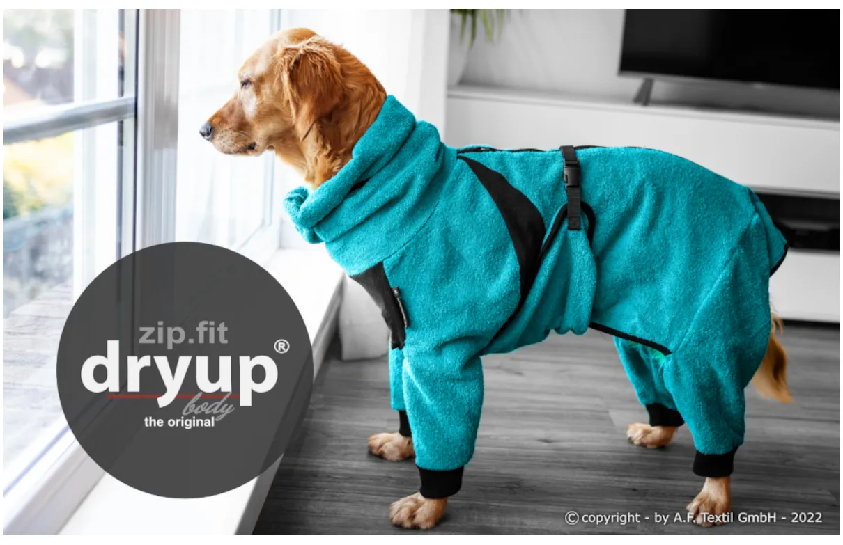 DRYUP BODY zipfit Hundebademantel mit Beinen - PETROL - DRYUP_Body_zipfit_Petrol