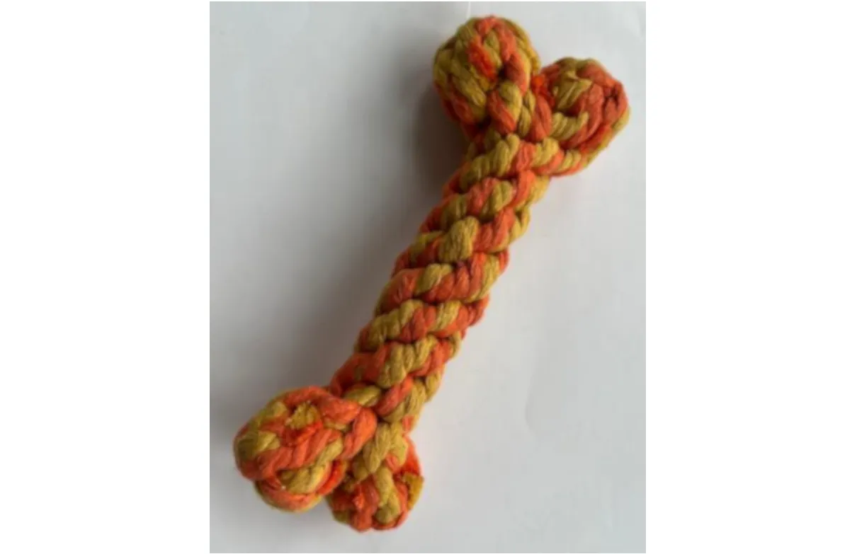 Lucky-Pet DENTA Baumwoll-Spielzeug Knochen - Lucky Pet DENTA-Knochen-orange-gelb