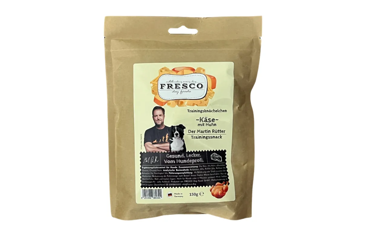 FRESCO Trainingsknöchelchen - Gütesiegel des Hundeprofis Martin Rütter - Käse mit Huhn