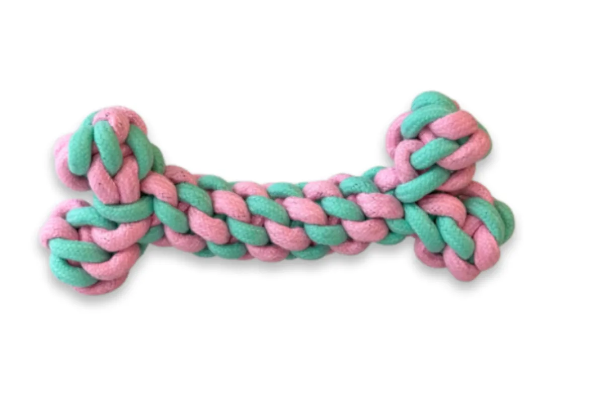 Lucky-Pet DENTA Baumwoll-Spielzeug Knochen rosa/hellblau - LuckyPet_Knochen