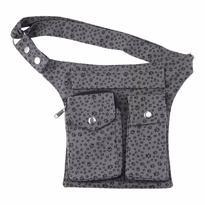 Nijens Leckerli-Tuben-Tasche, grau, mit Pfötchendruck, - Nijens_Lefkada_048_grau