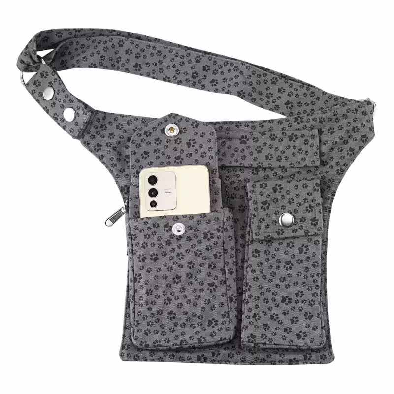 Nijens Leckerli-Tuben-Tasche, grau, mit Pfötchendruck, - Nijens_Lefkada_048_Handy
