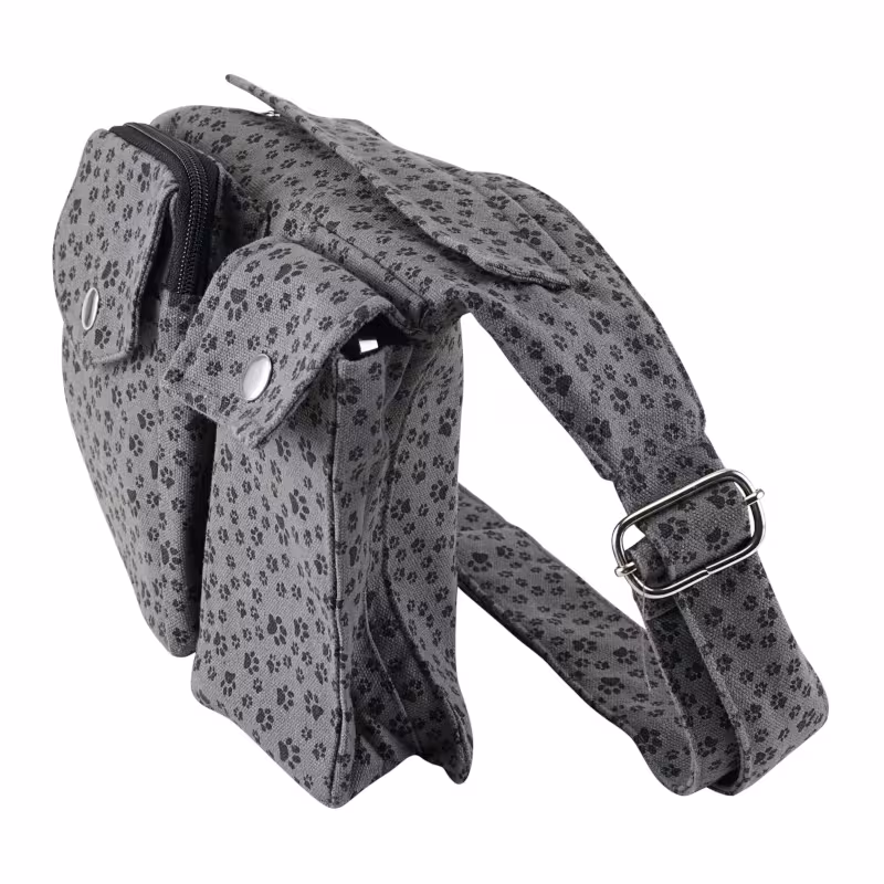 Nijens Leckerli-Tuben-Tasche, grau, mit Pfötchendruck, - Nijens_Lefkada_048_seitlich
