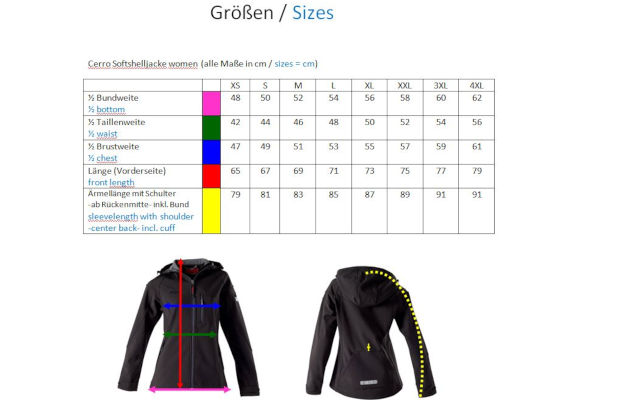 OWNEY_Softshelljacke_Cerro_Cedar-Green_Maße