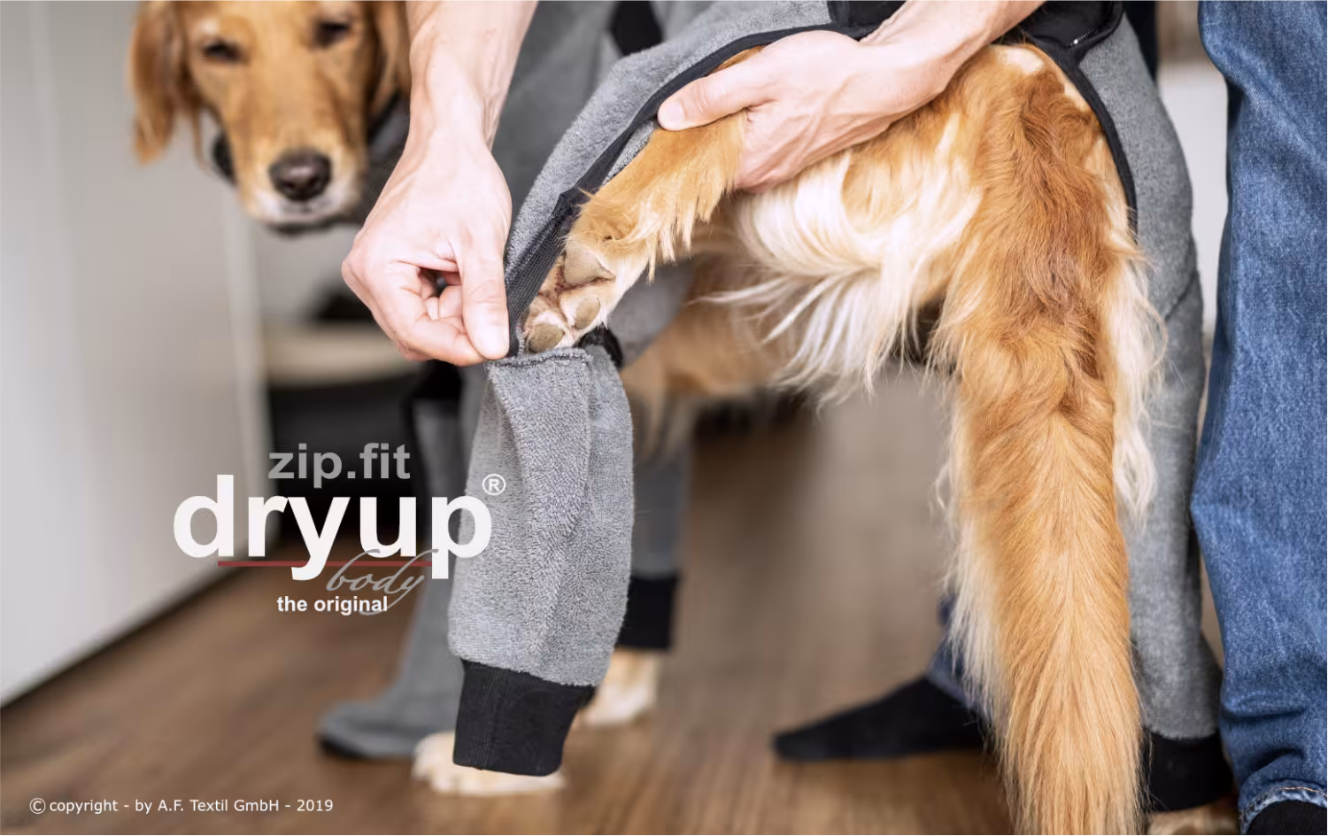 DRYUP BODY zipfit Hundebademantel mit Beinen - ANTHRAZIT - DRYUP-BODY-zip.fit-anthrazit-Bein