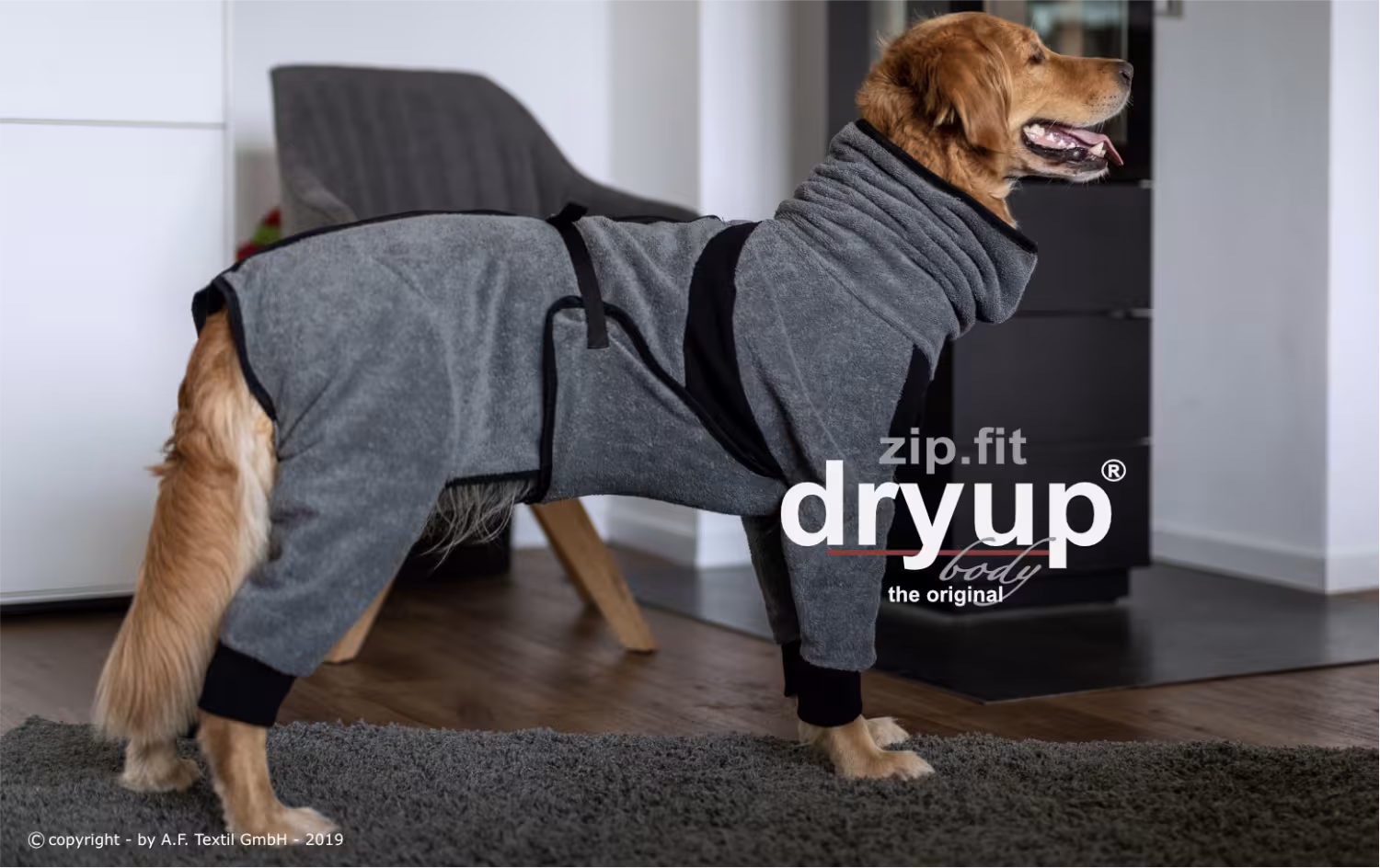 DRYUP BODY zipfit Hundebademantel mit Beinen - ANTHRAZIT - DRYUP-Body-zip.fit-anthrazit