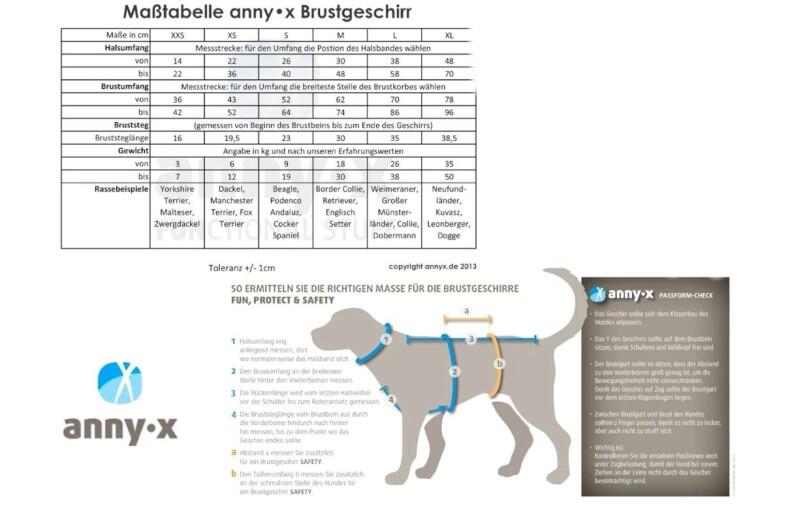 AnnyX Geschirr FUN schwarz/blau - AnnyX-Maßtabelle-Fun