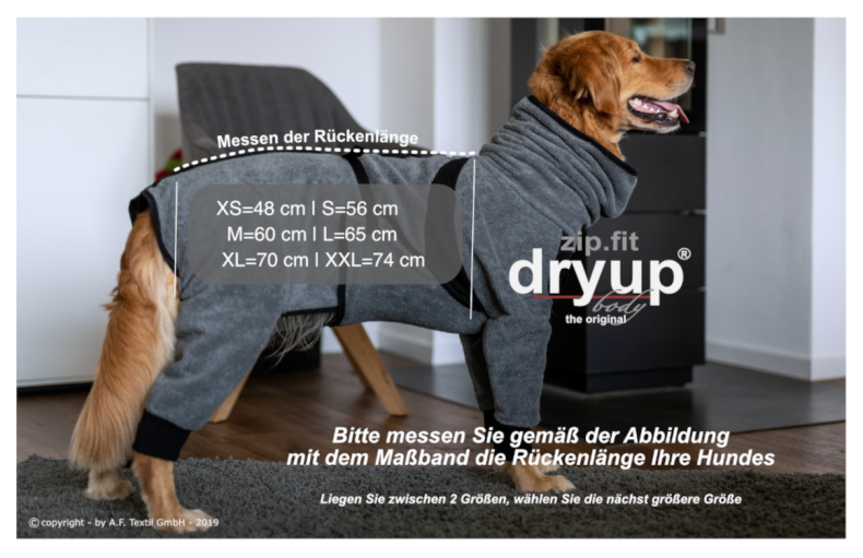 DRYUP BODY zipfit Hundebademantel mit Beinen - PINK - DRYUP-BODY-zip.fit-masse