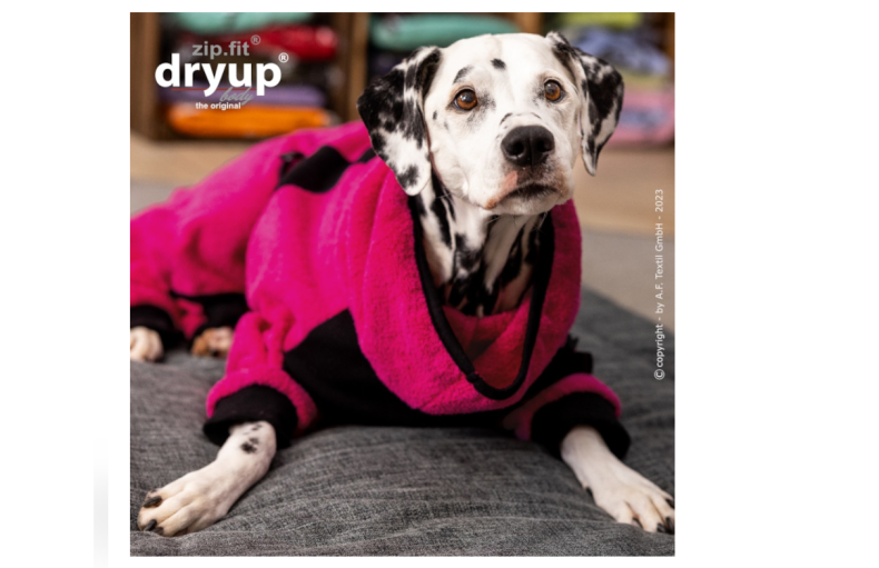 DRYUP BODY zipfit Hundebademantel mit Beinen - PINK - DRYUP-Bademantel-Body-pink