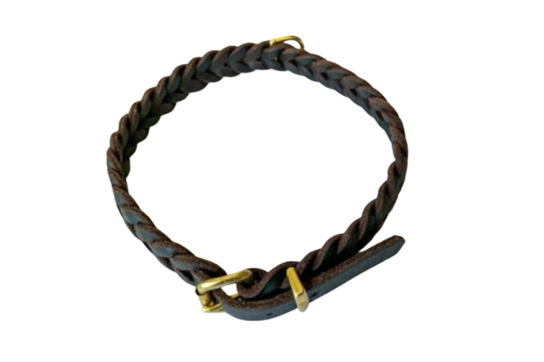 Geflochtenes Fettleder Halsband, geflochten, 18mm breit, dunkelbraun