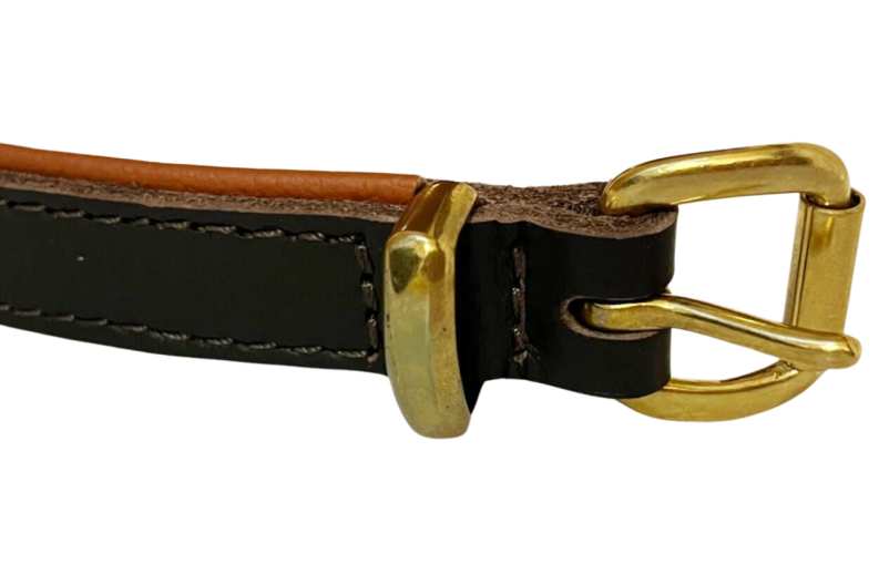 Fettlederhalsband mit weichem cognacfarbenen Nappaleder gefüttert