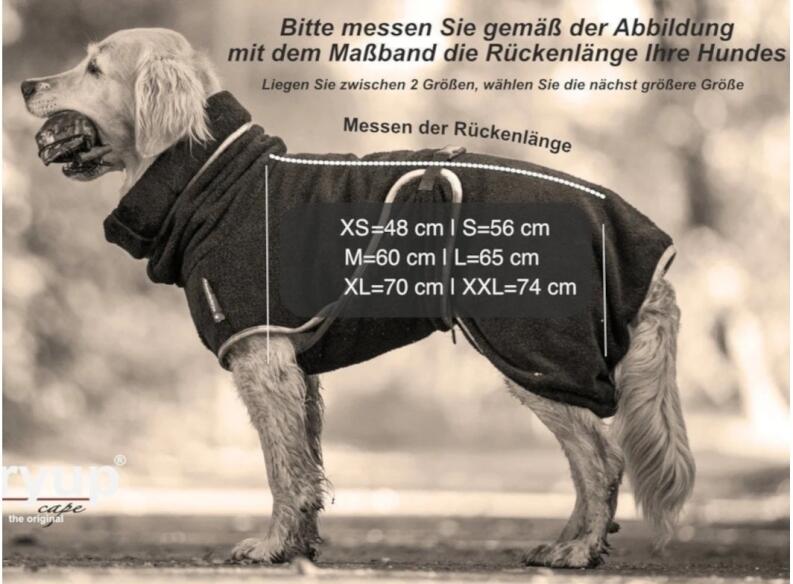 DRYUP-Bademantel-Maßtabelle