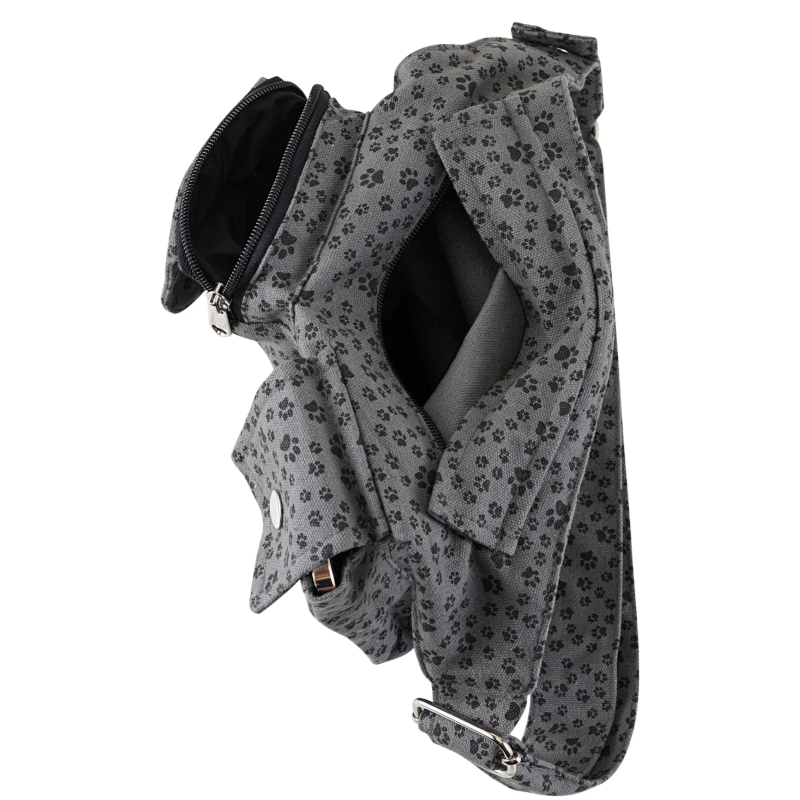 Nijens Leckerli-Tuben-Tasche, grau, mit Pfötchendruck,